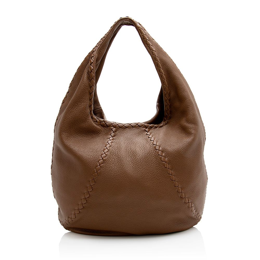 Luxury Bottega Veneta Cervo Leather Baseball Large Hobo (SHF-21575)