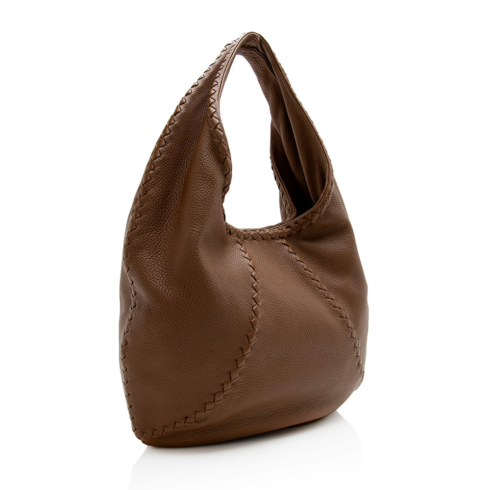 Luxury Bottega Veneta Cervo Leather Baseball Large Hobo (SHF-21575)