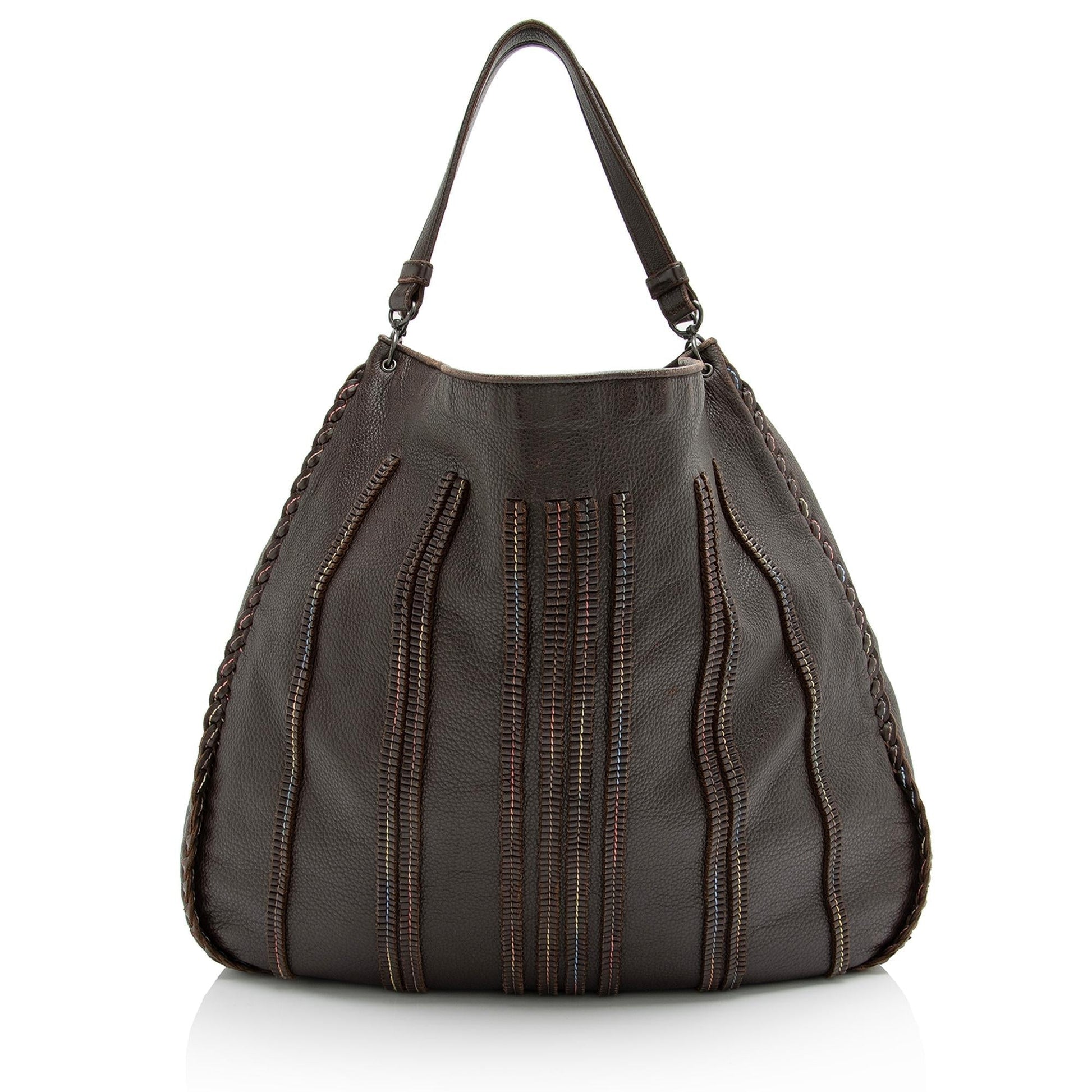 Luxury Bottega Veneta Cervo Leather Braided XL Hobo (SHF-23733)