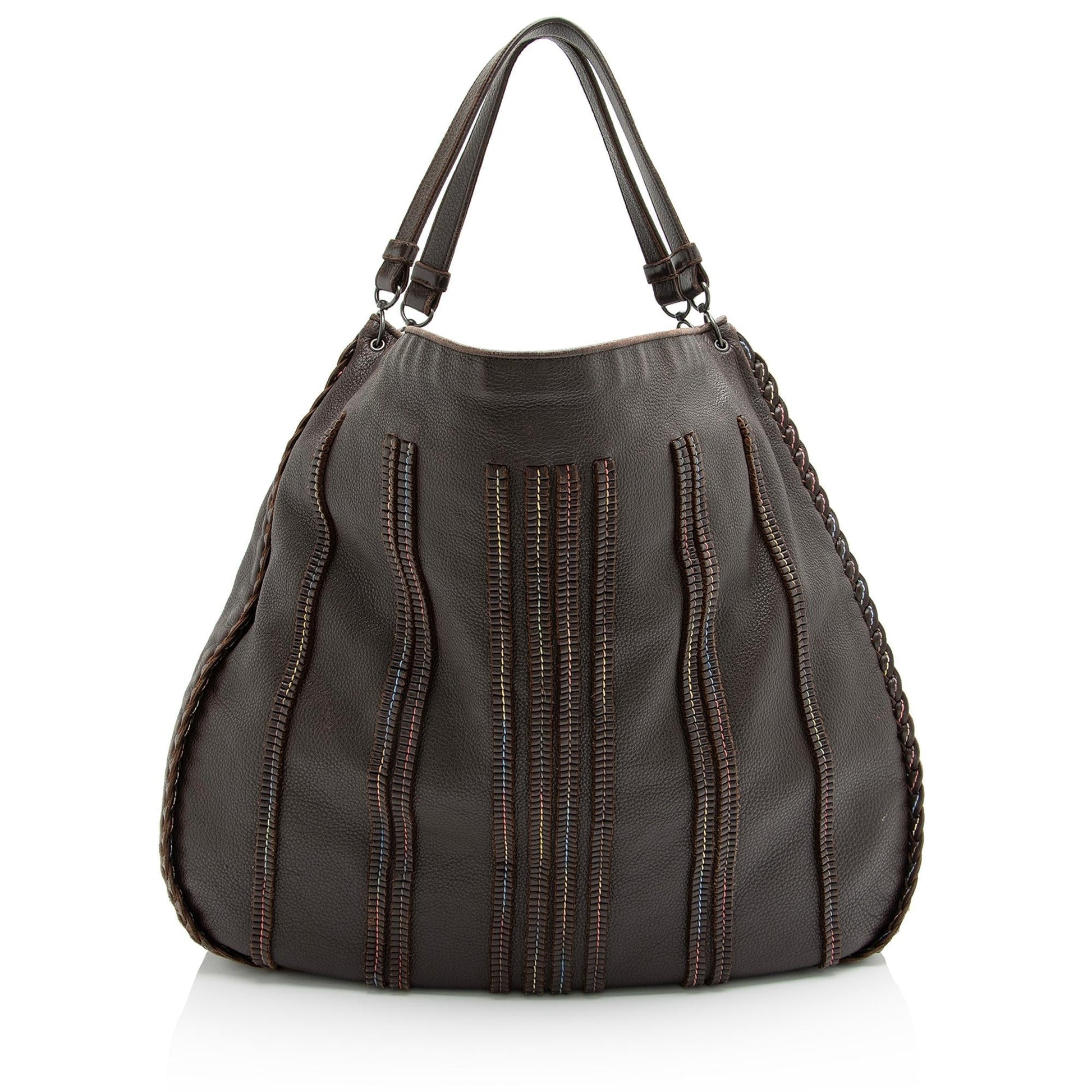 Luxury Bottega Veneta Cervo Leather Braided XL Hobo (SHF-23733)
