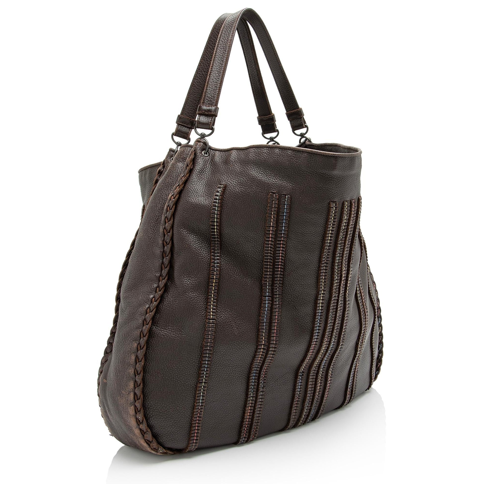 Luxury Bottega Veneta Cervo Leather Braided XL Hobo (SHF-23733)