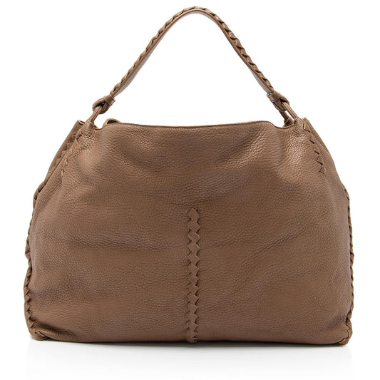 Luxury Bottega Veneta Cervo Leather Intrecciato Large Hobo (SHF-23370)
