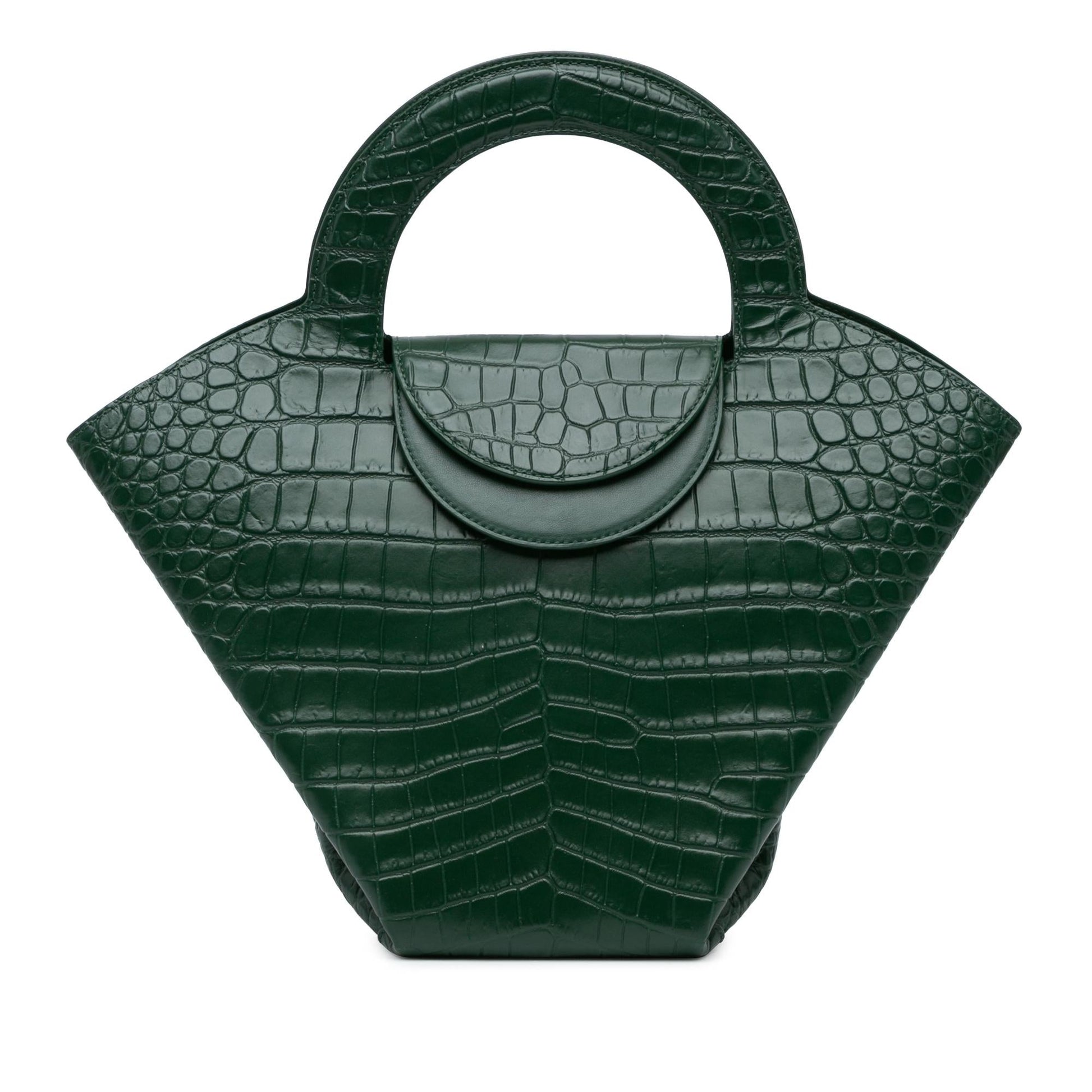 Luxury Bottega Veneta Crocodile Embossed Doll Top Handle Bag (SHG-NFmWTW)