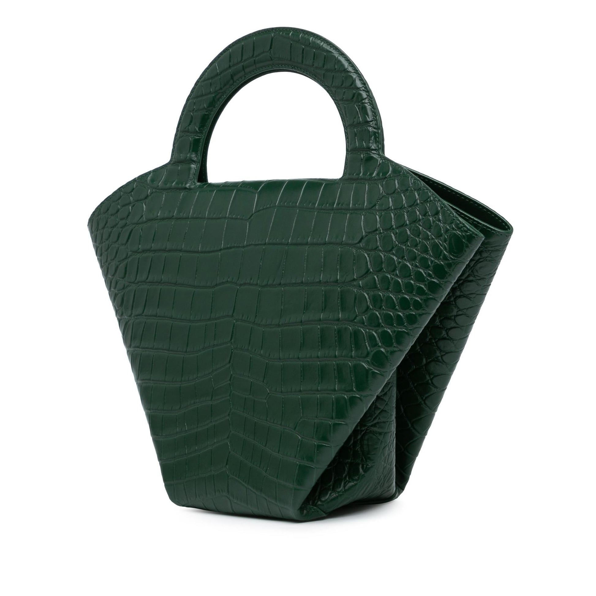 Luxury Bottega Veneta Crocodile Embossed Doll Top Handle Bag (SHG-NFmWTW)