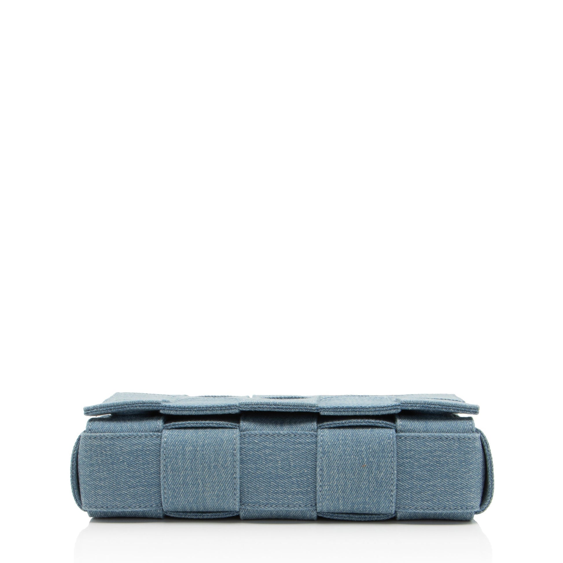 Luxury Bottega Veneta Denim Intrecciato Cassette Crossbody (SHF-bjvGME)
