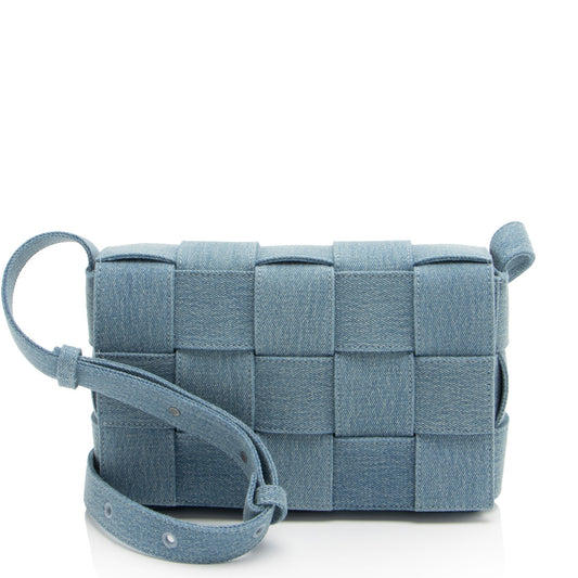 Luxury Bottega Veneta Denim Intrecciato Cassette Crossbody (SHF-bjvGME)