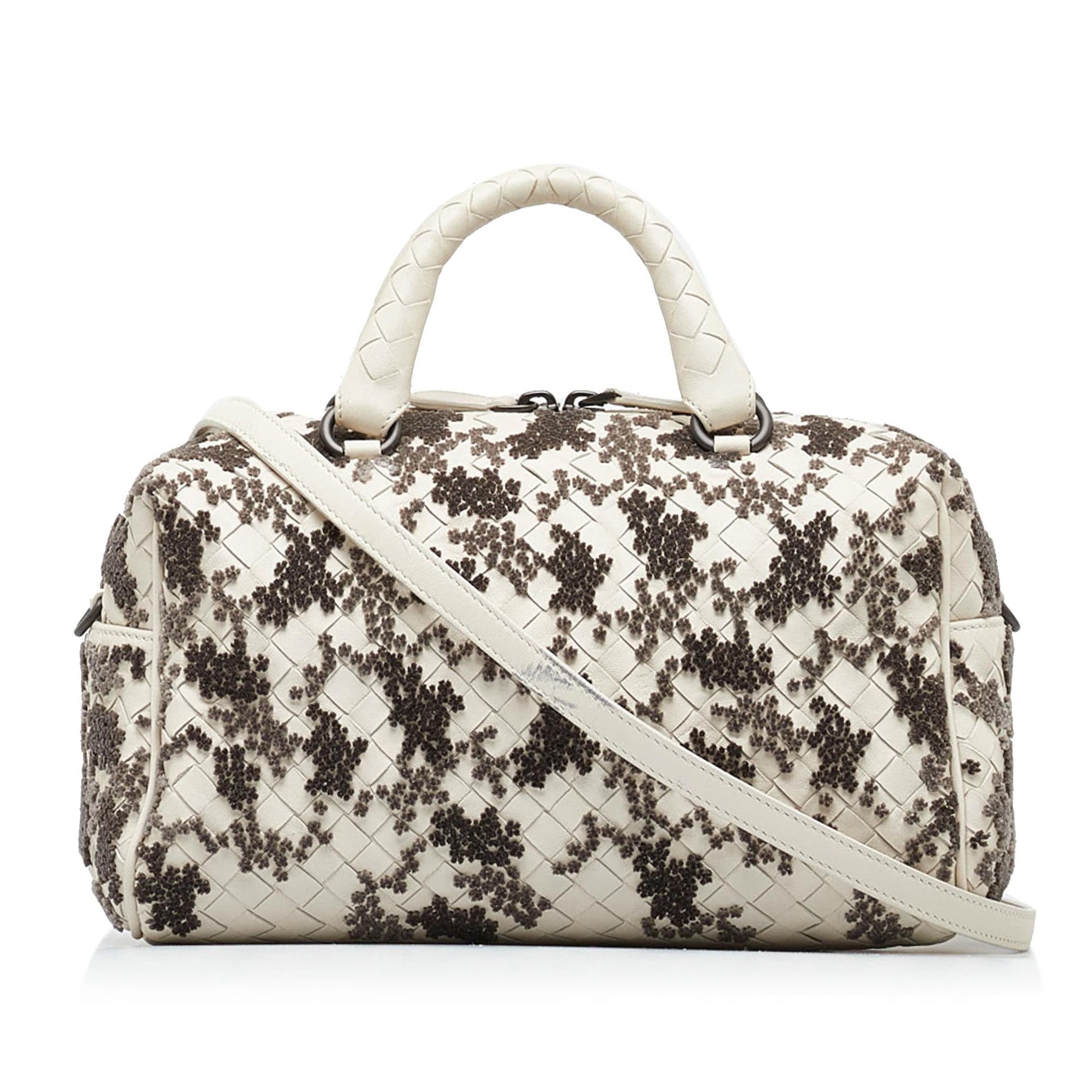 Luxury Bottega Veneta In Mist Intrecciato Flocked Velvet Bouquet Duffel Bag (SHG-xasGlj)