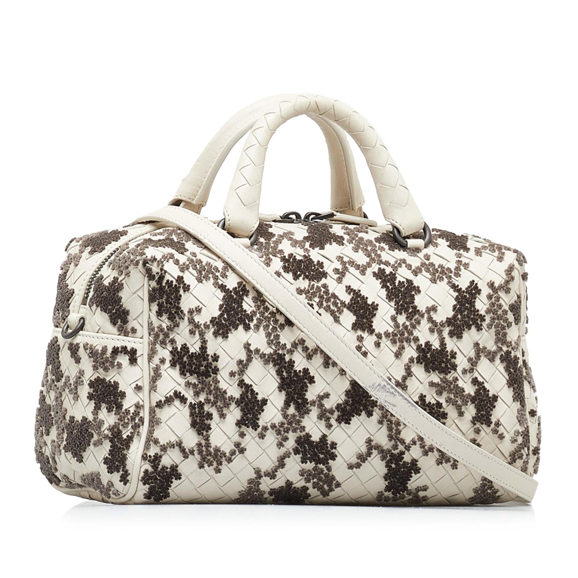 Luxury Bottega Veneta In Mist Intrecciato Flocked Velvet Bouquet Duffel Bag (SHG-4thL80)