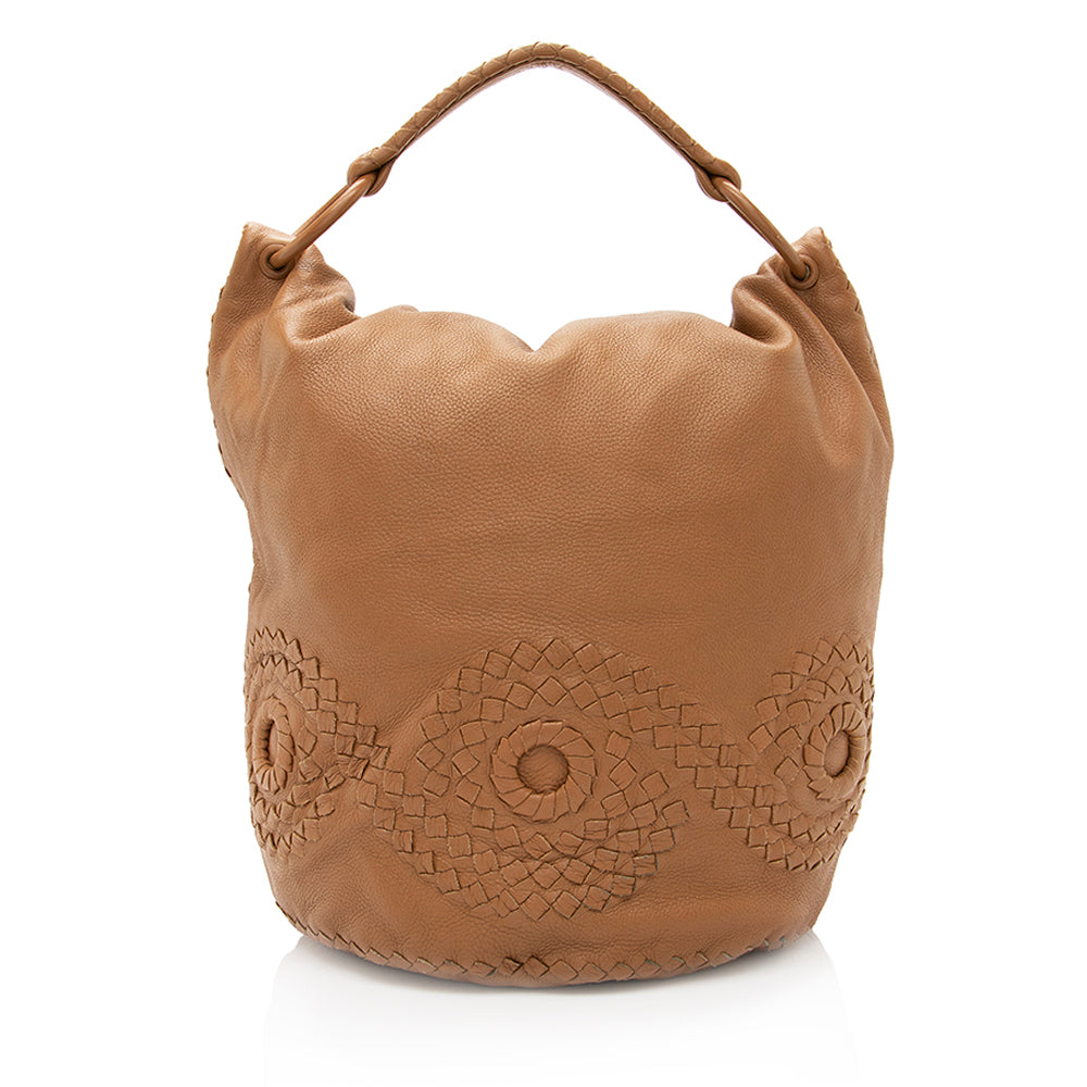 Luxury Bottega Veneta Intrecciato Cervo Oleander Shoulder Bag (SHF-20108)
