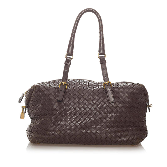 Luxury Bottega Veneta Intrecciato Leather Boston Bag (SHG-27937)