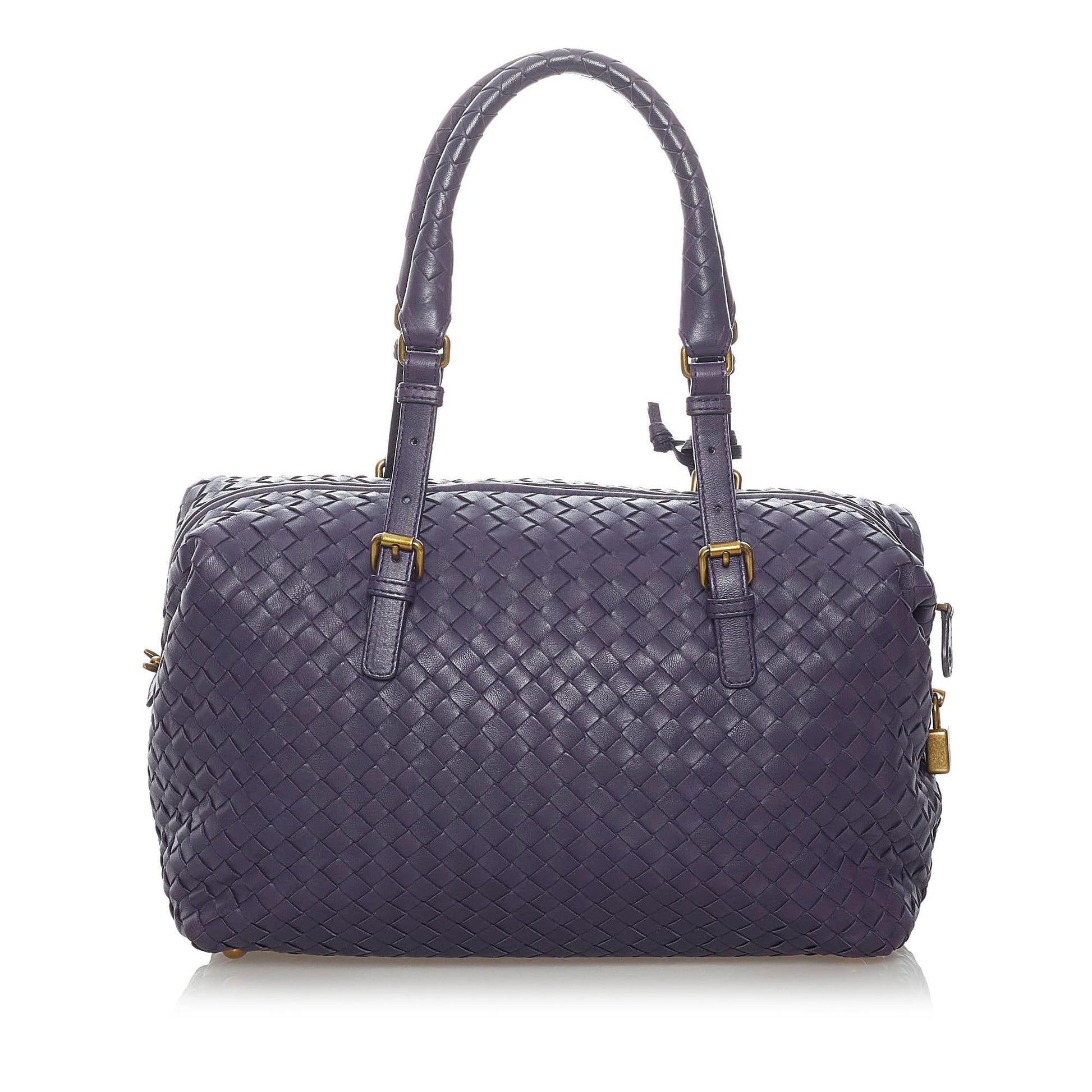 Luxury Bottega Veneta Intrecciato Leather Boston Bag (SHG-30407)