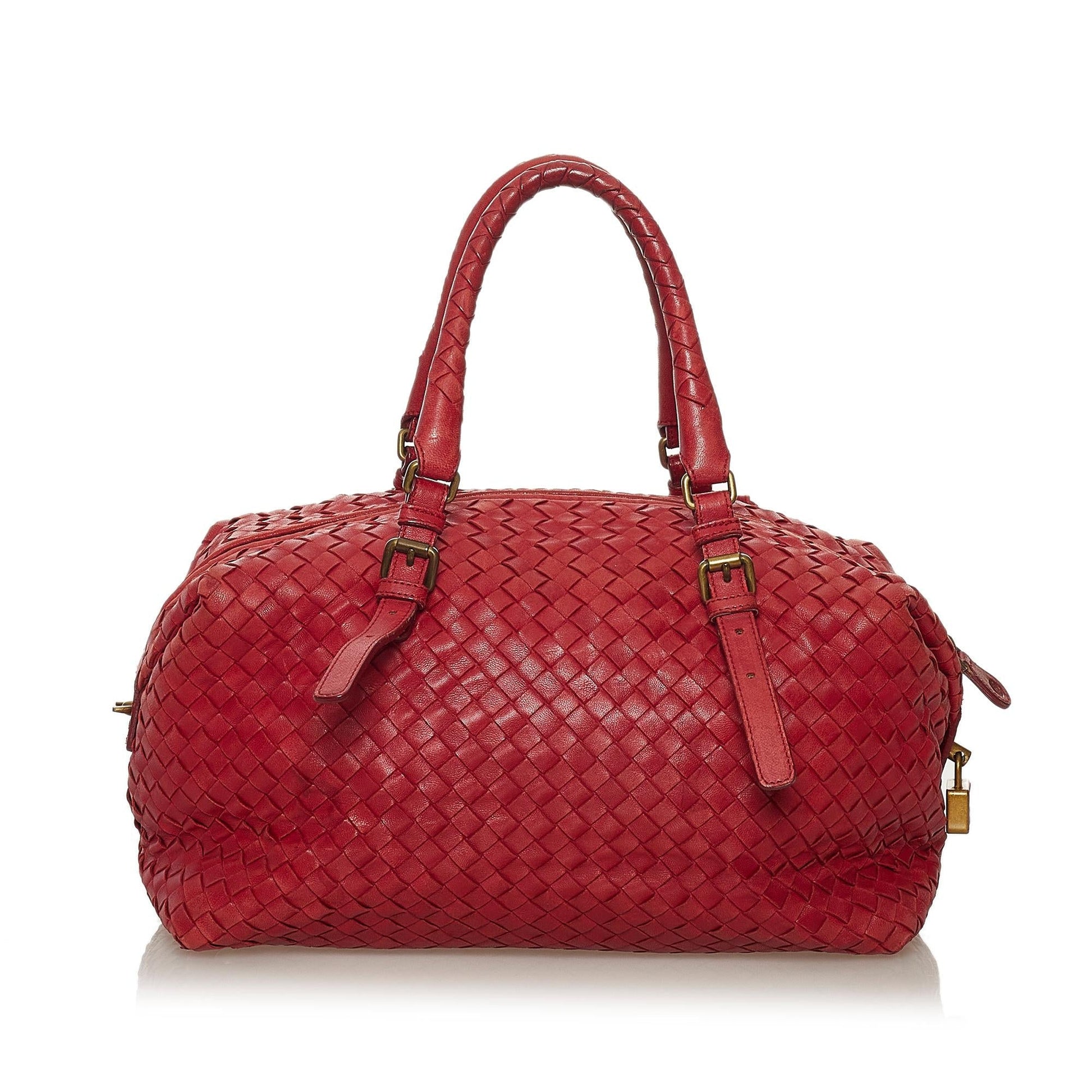 Luxury Bottega Veneta Intrecciato Leather Boston Bag (SHG-33071)
