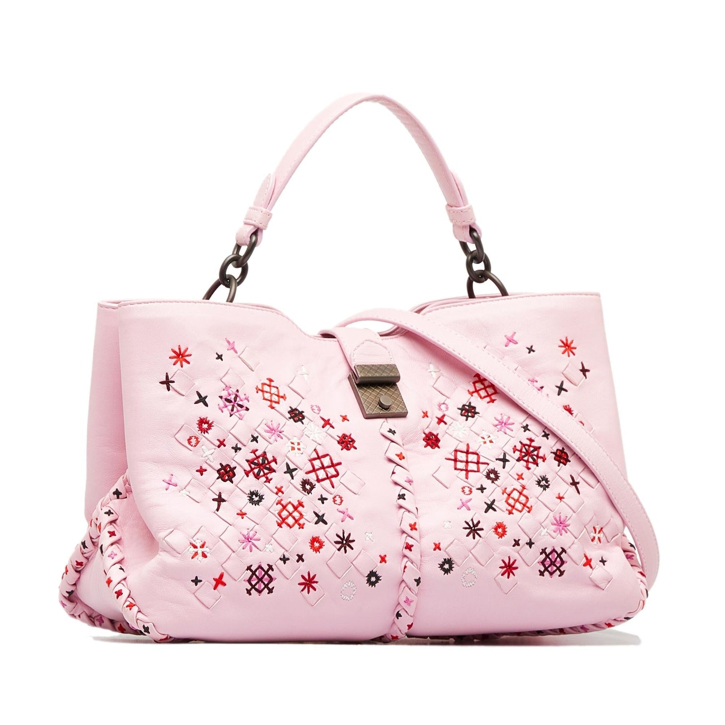 Luxury Bottega Veneta Intrecciato Napoli Meadow Flower Leather Satchel (SHG-1F8F3W)