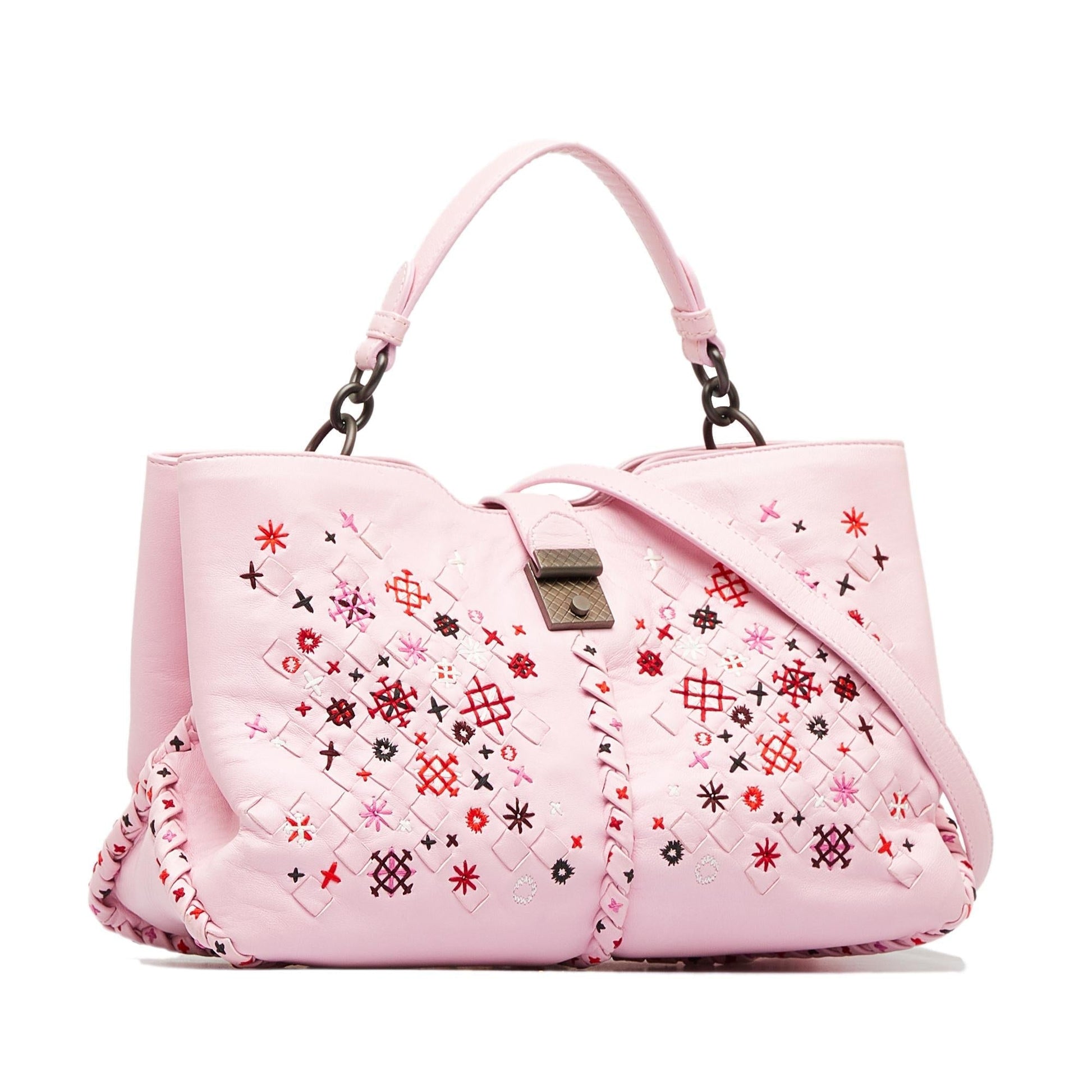 Luxury Bottega Veneta Intrecciato Napoli Meadow Flower Leather Satchel (SHG-1F8F3W)