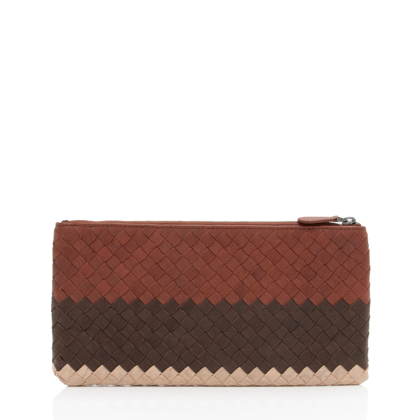 Luxury Bottega Veneta Intrecciato Nappa Tricolor Zip Pouch (SHF-y50aov)
