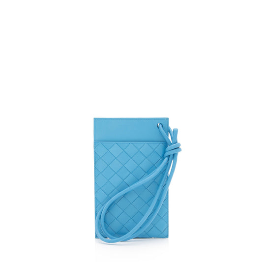 Luxury Bottega Veneta Intrecciato Nappa Zipped Phone Pouch on Strap (SHF-qhou7K)
