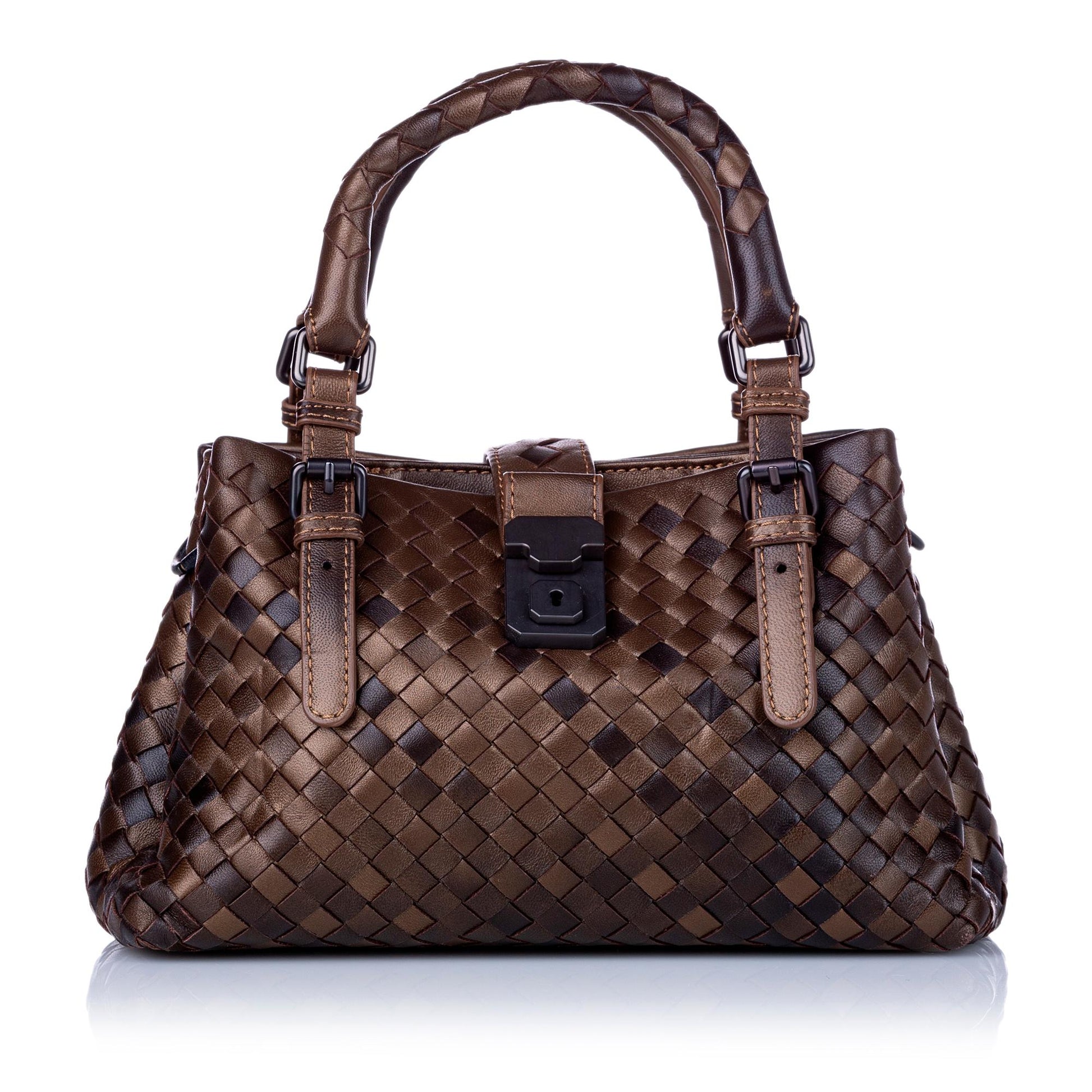 Luxury Bottega Veneta Intrecciato Roma Leather Satchel (SHG-28446)