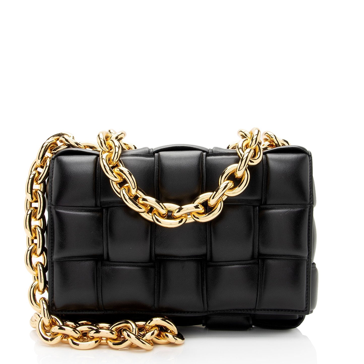 Luxury Bottega Veneta Lambskin Cassette Chain Maxi Shoulder Bag (SHF-xyxd6R)