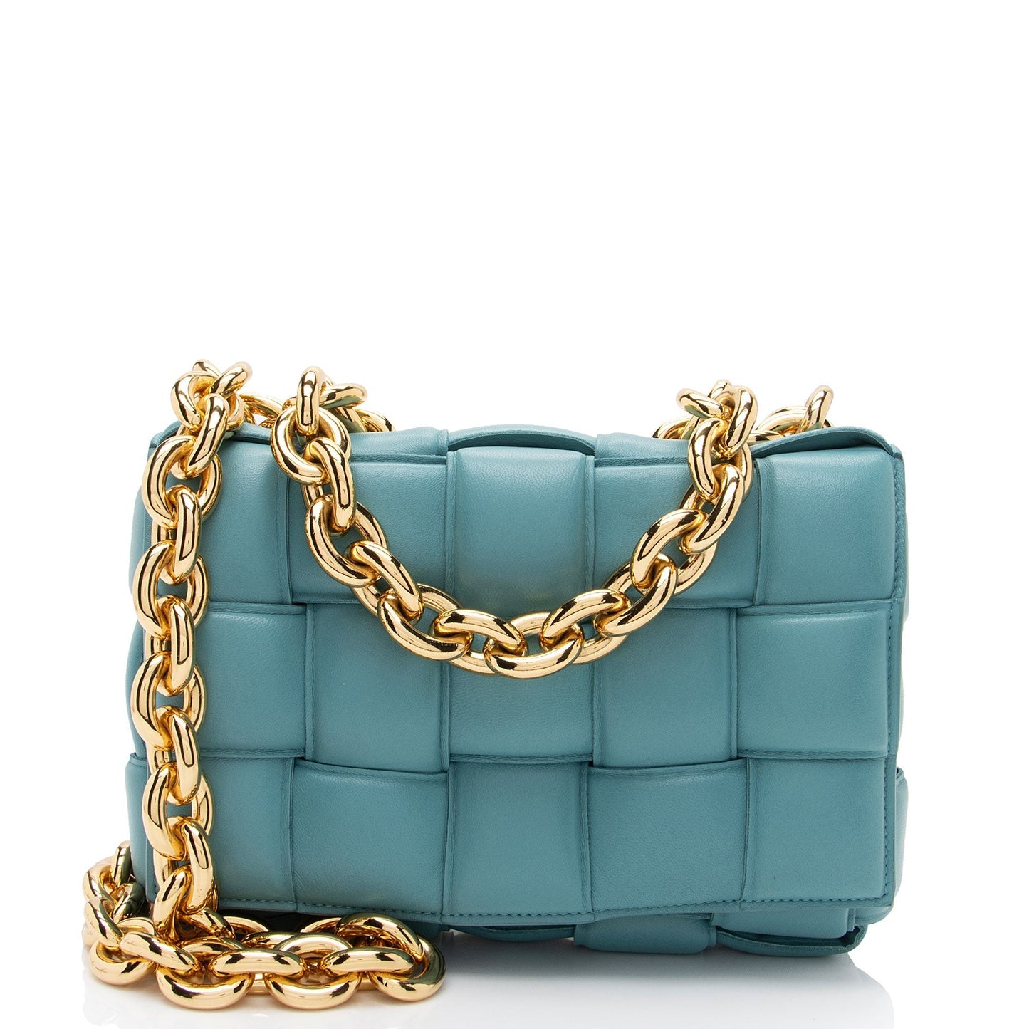 Luxury Bottega Veneta Lambskin Cassette Chain Maxi Shoulder Bag (SHF-)