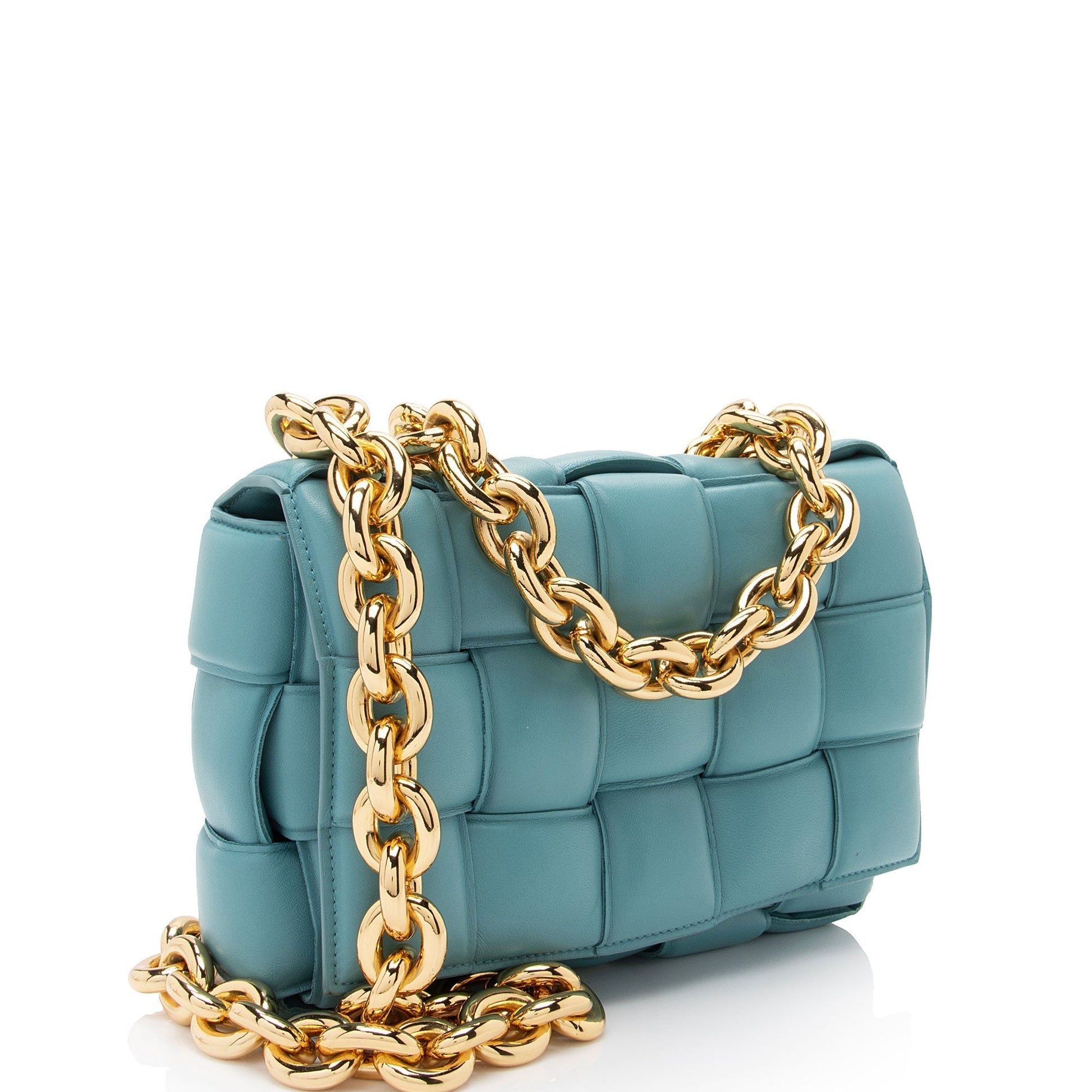 Luxury Bottega Veneta Lambskin Cassette Chain Maxi Shoulder Bag (SHF-)