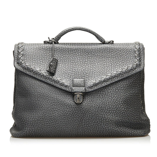 Luxury Bottega Veneta Leather Intrecciato Trimmed Business Bag (SHG-35299)