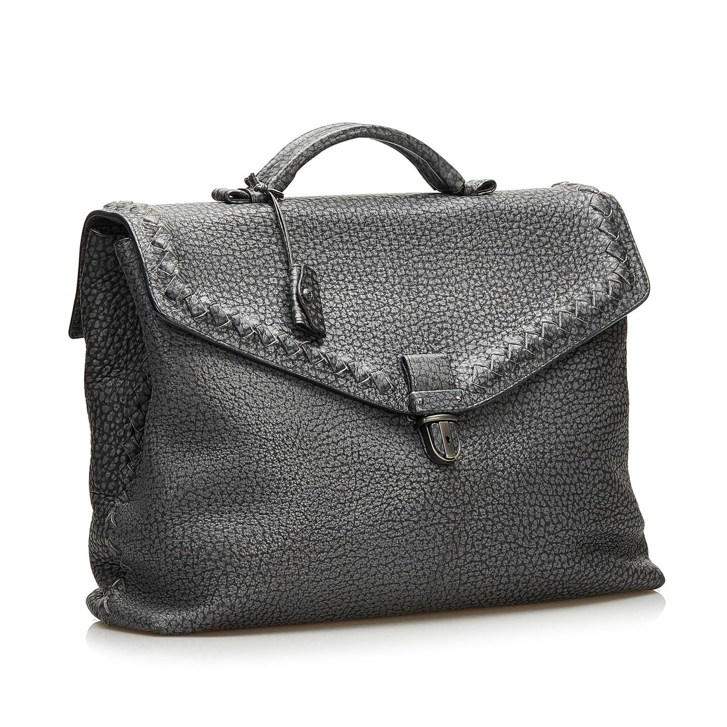 Luxury Bottega Veneta Leather Intrecciato Trimmed Business Bag (SHG-35299)
