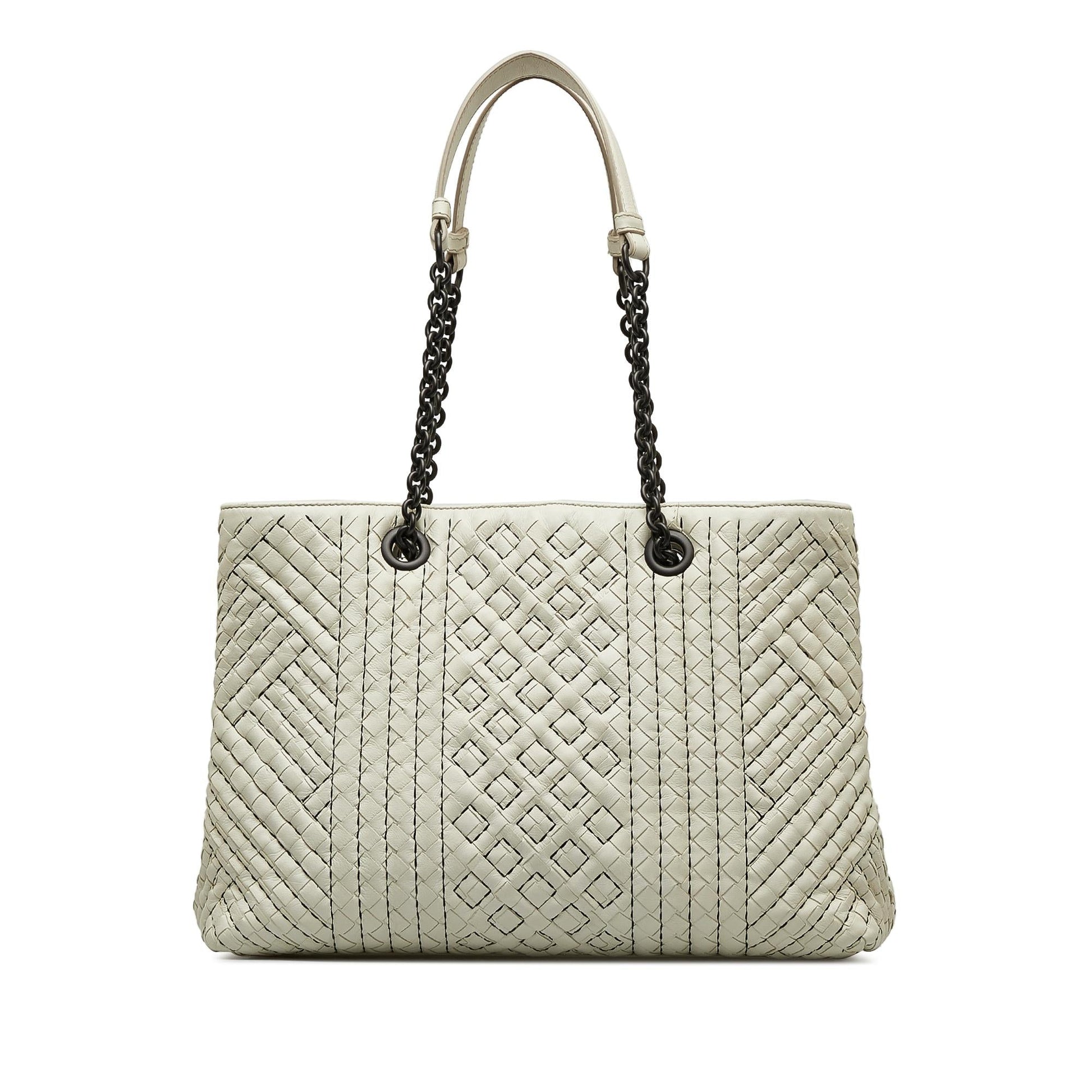 Luxury Bottega Veneta Medium Intrecciato Stitched Double Chain Tote (SHG-lAoFji)