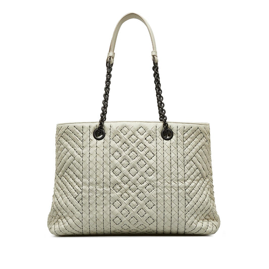 Luxury Bottega Veneta Medium Intrecciato Stitched Double Chain Tote (SHG-lAoFji)
