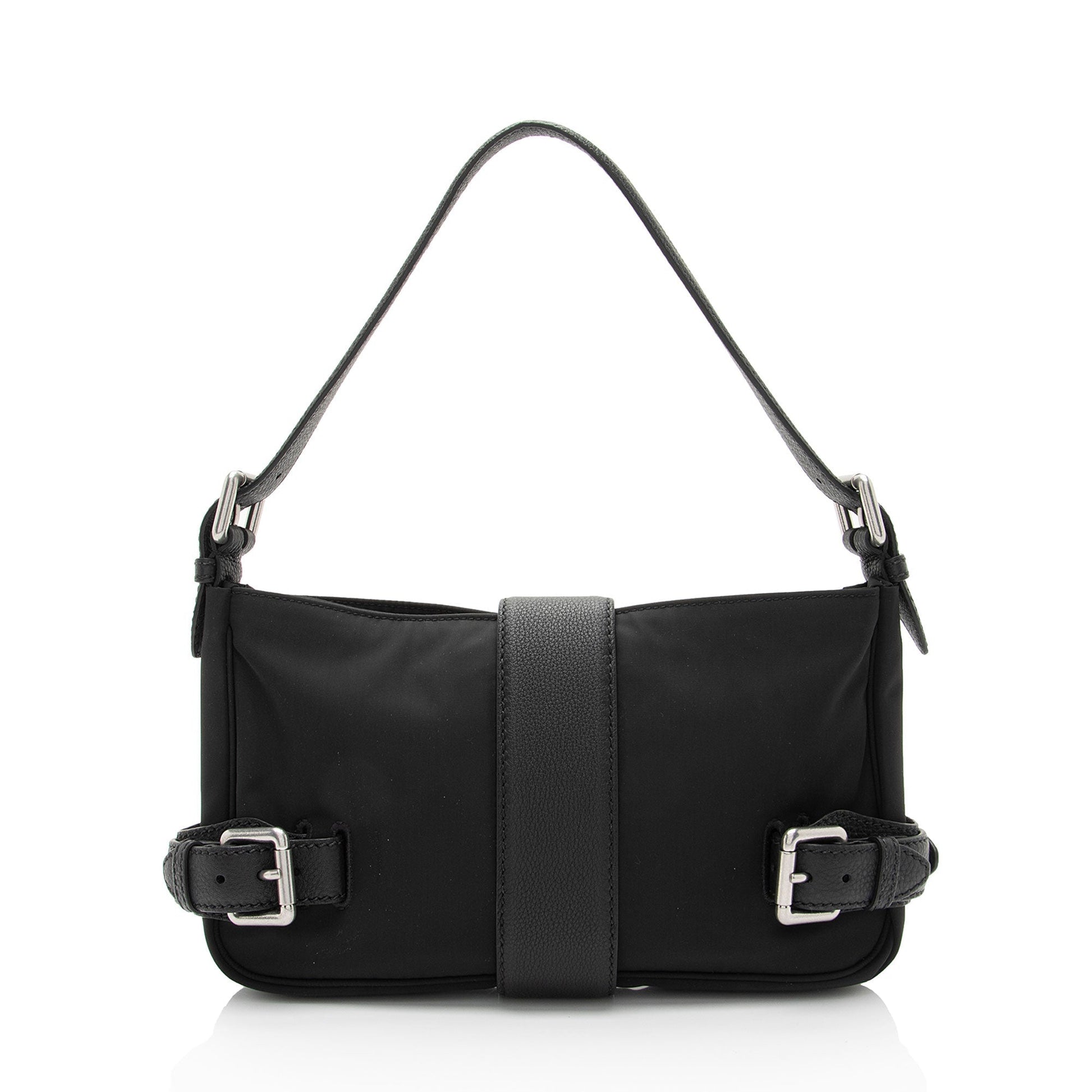 Luxury Bottega Veneta Nylon Calfskin Buckle Mini Shoulder Bag (SHF-uylolI)