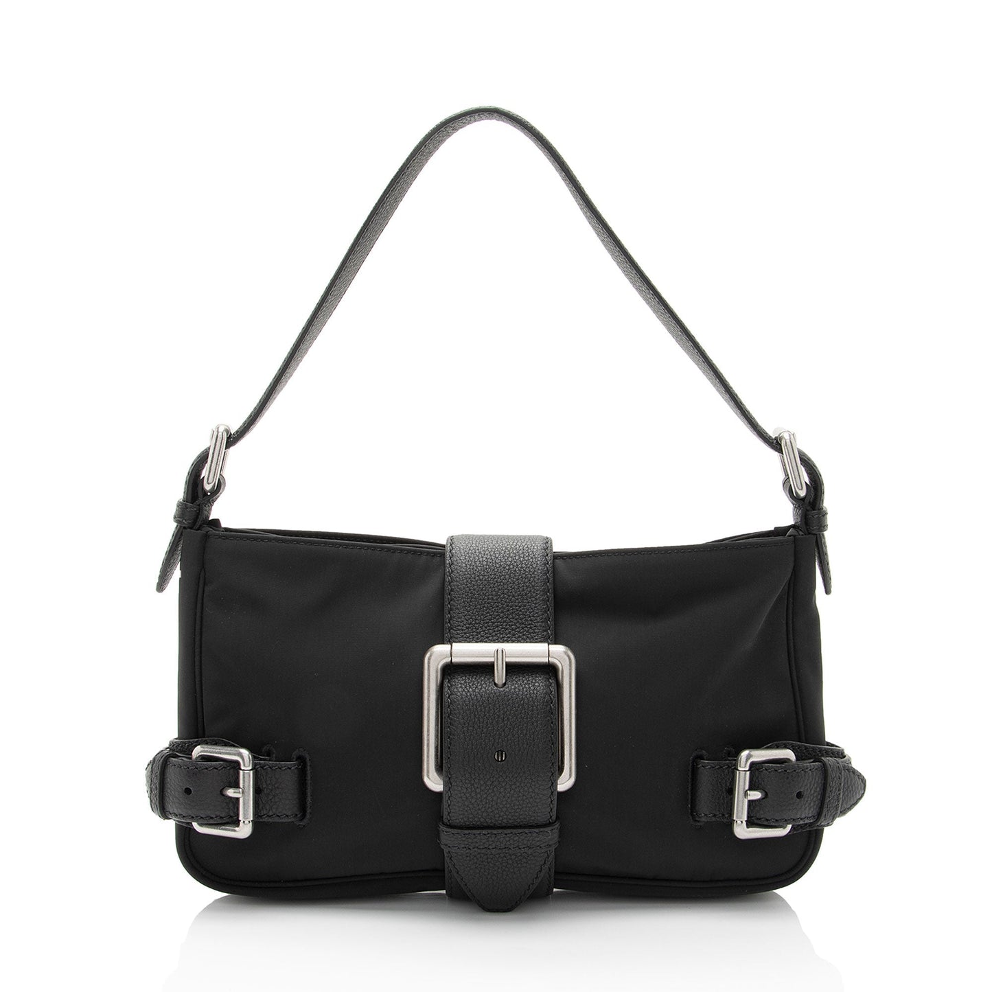 Luxury Bottega Veneta Nylon Calfskin Buckle Mini Shoulder Bag (SHF-uylolI)