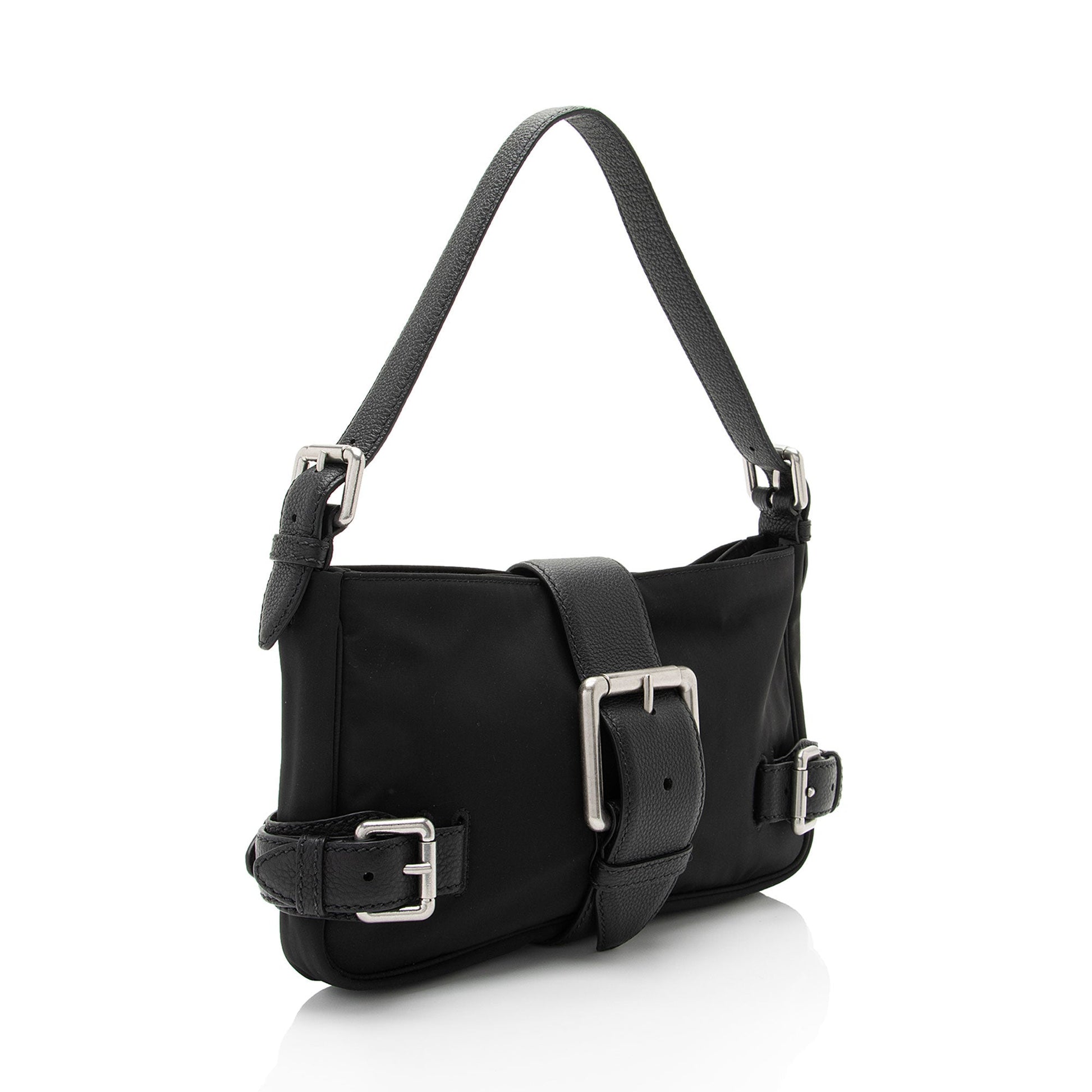 Luxury Bottega Veneta Nylon Calfskin Buckle Mini Shoulder Bag (SHF-uylolI)