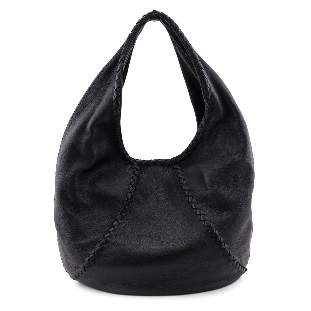 Luxury Bottega Veneta Black Cervo Deerskin Large Hobo