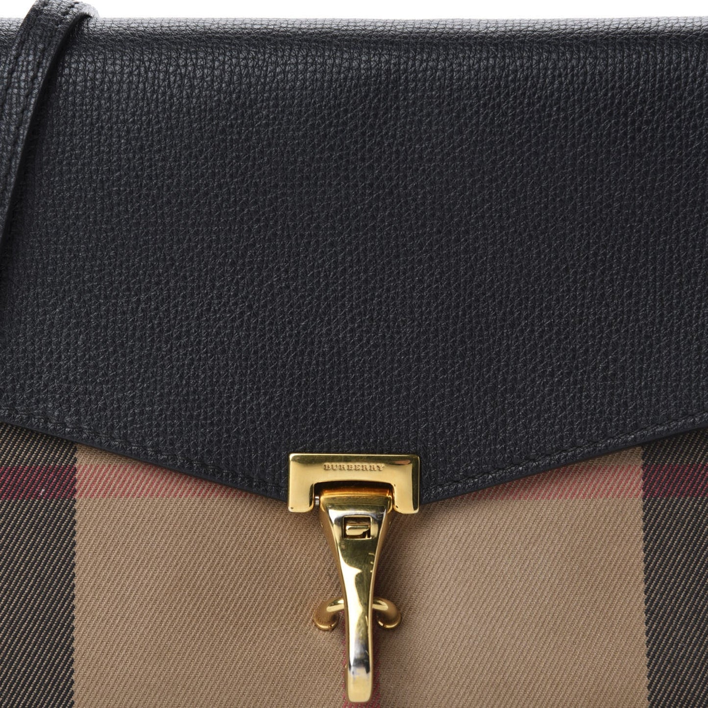 Burberry Black Macken Small Ho Check & Leather Crossbody Bag