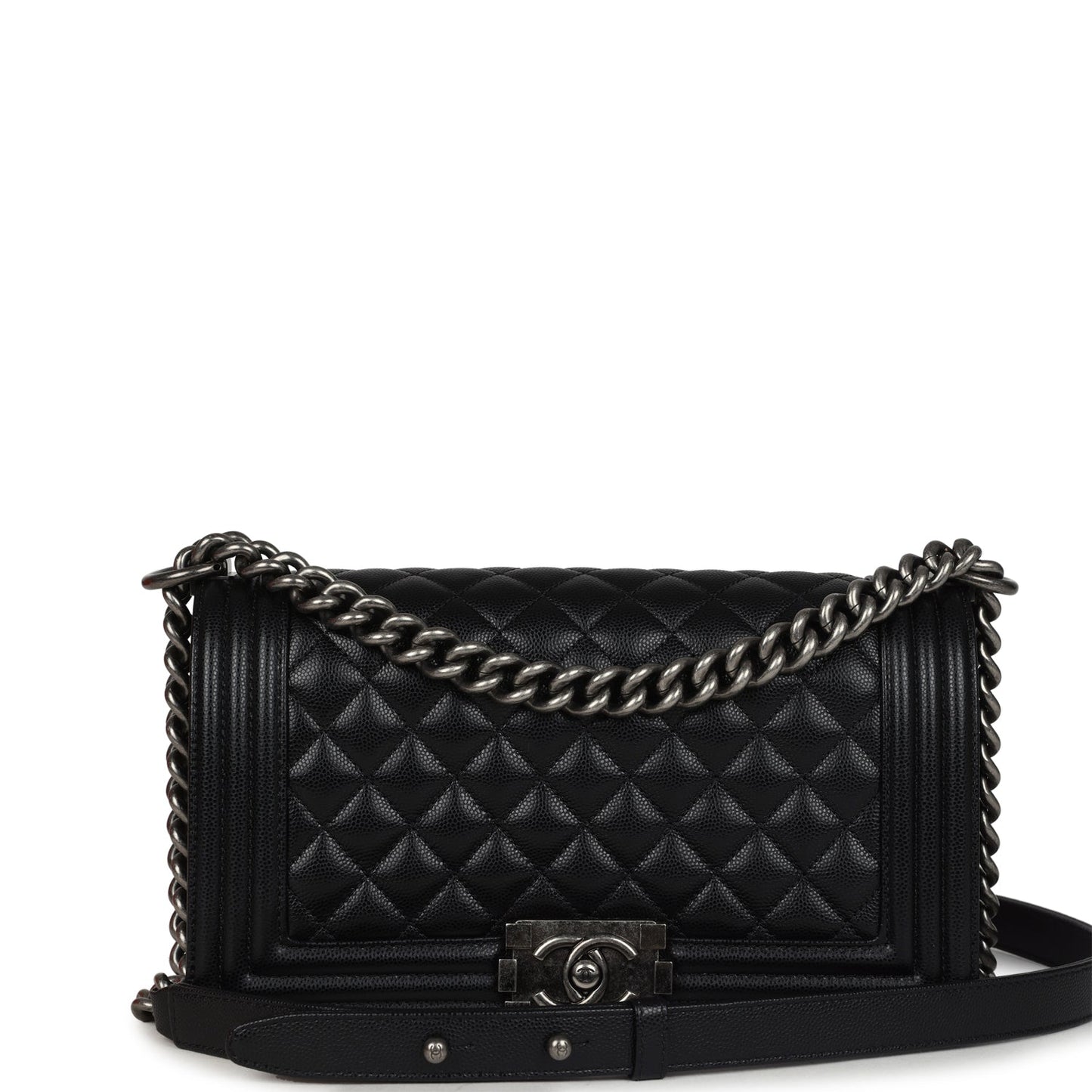 Chanel Medium Boy Bag Black Caviar Aged Ruthenium Hardware