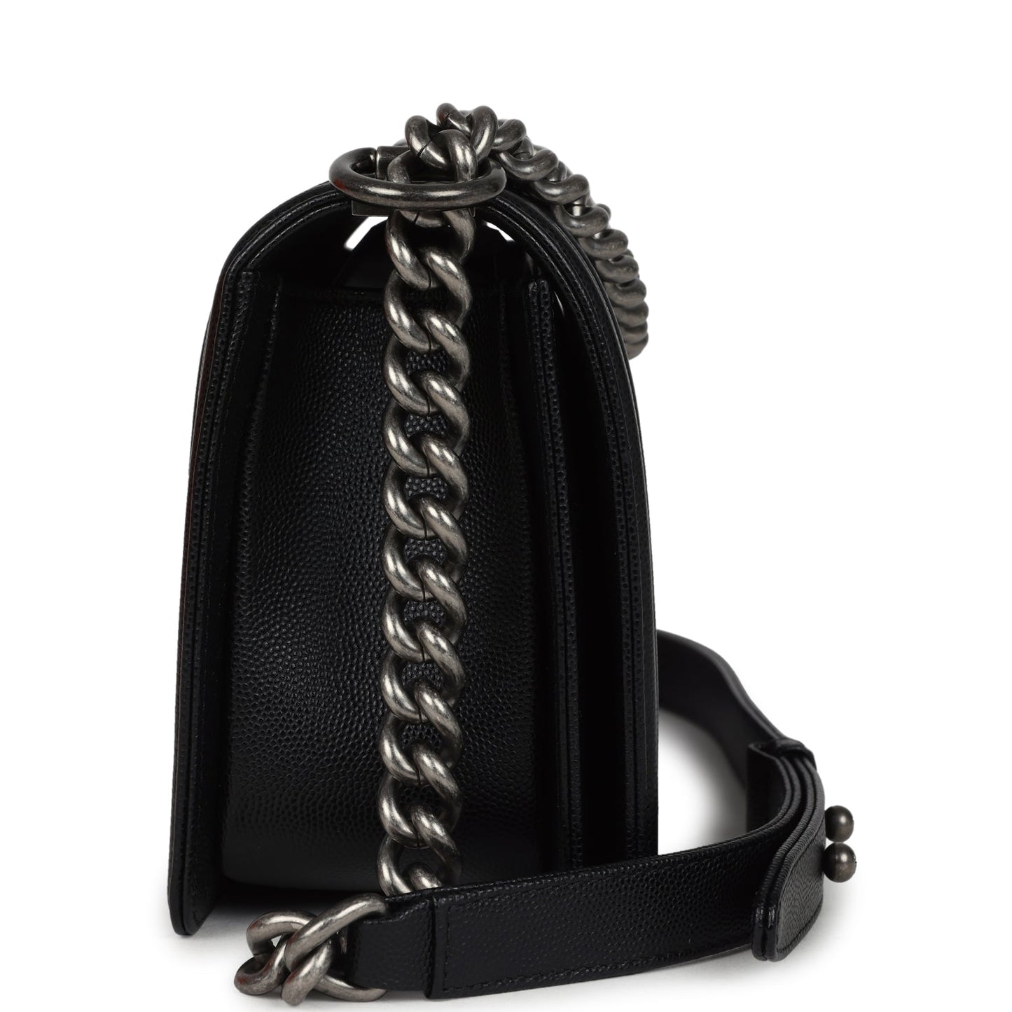 Chanel Medium Boy Bag Black Caviar Aged Ruthenium Hardware