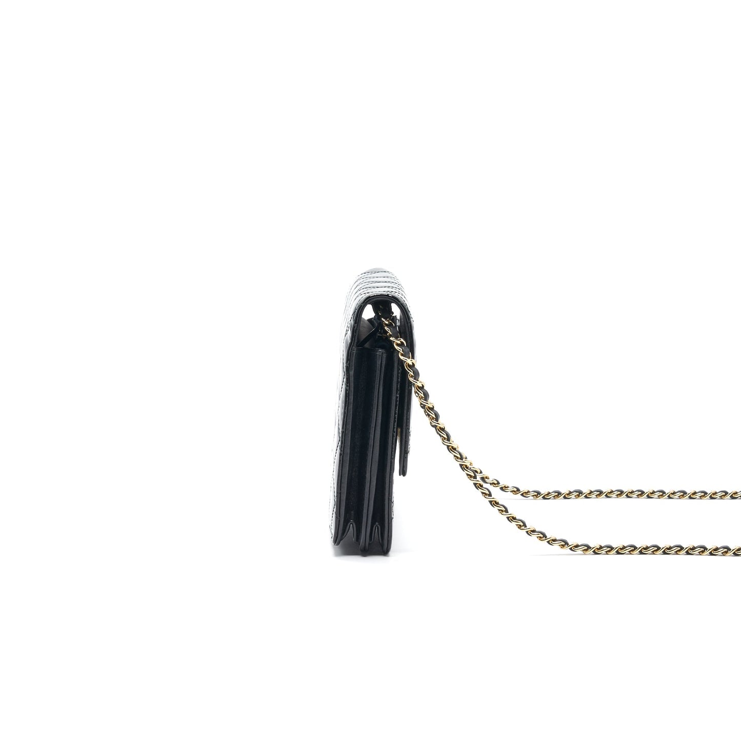Chanel Square Wallet on Chain Patent Leather Black GHW Crossbody