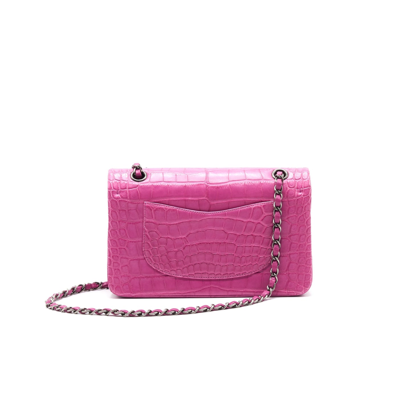 Chanel Alligator Medium Classic Double Flap Bag Pink