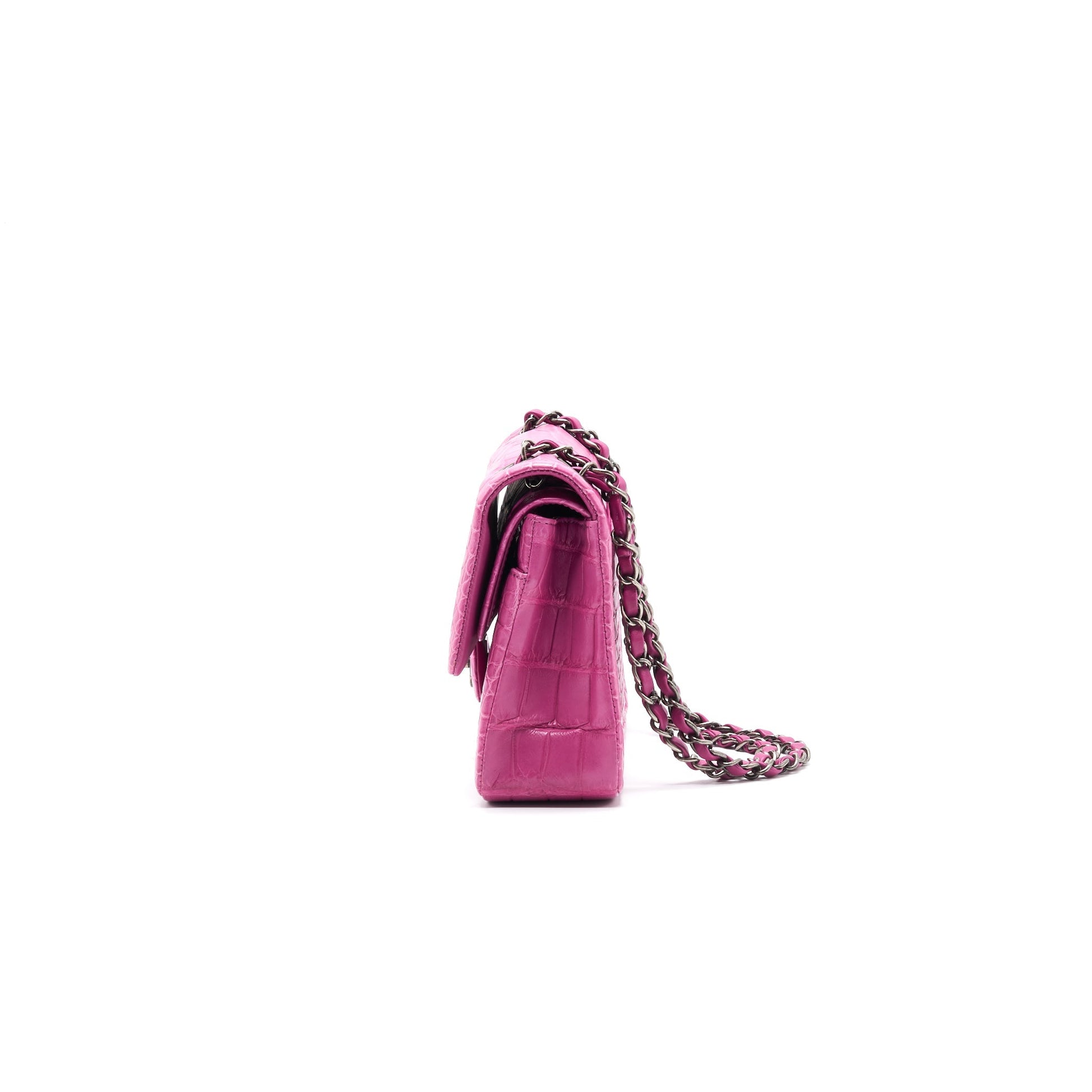 Chanel Alligator Medium Classic Double Flap Bag Pink