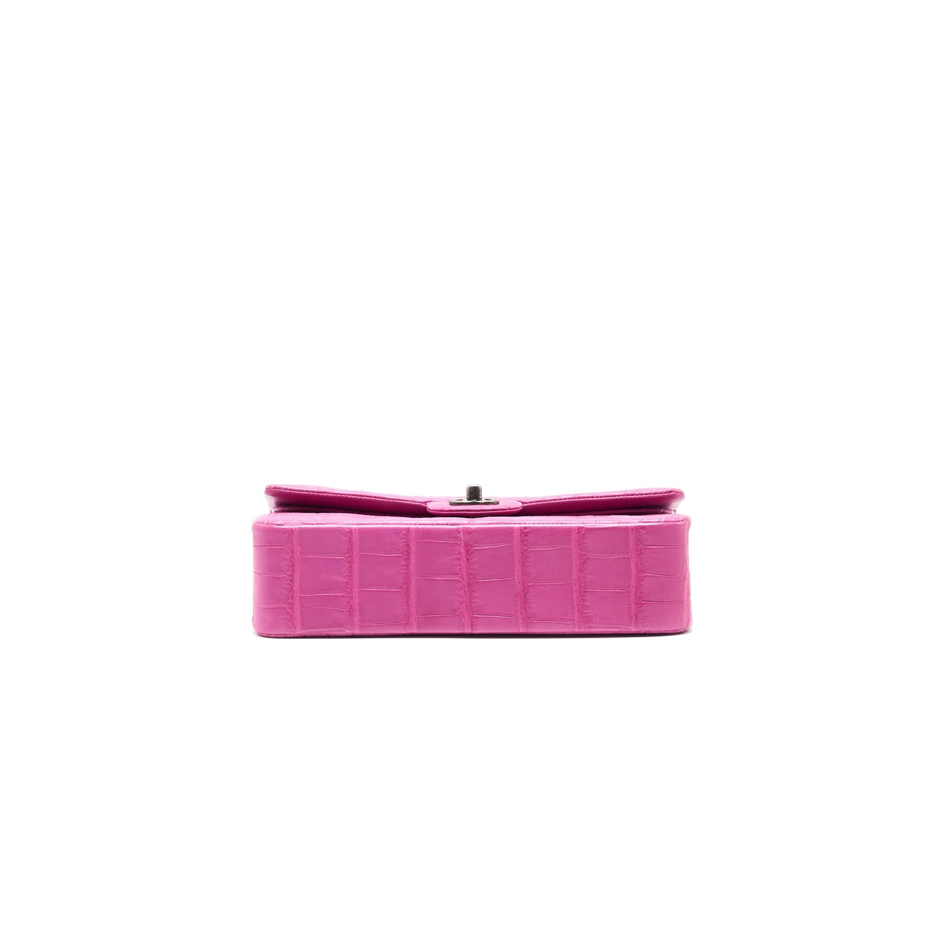 Chanel Alligator Medium Classic Double Flap Bag Pink