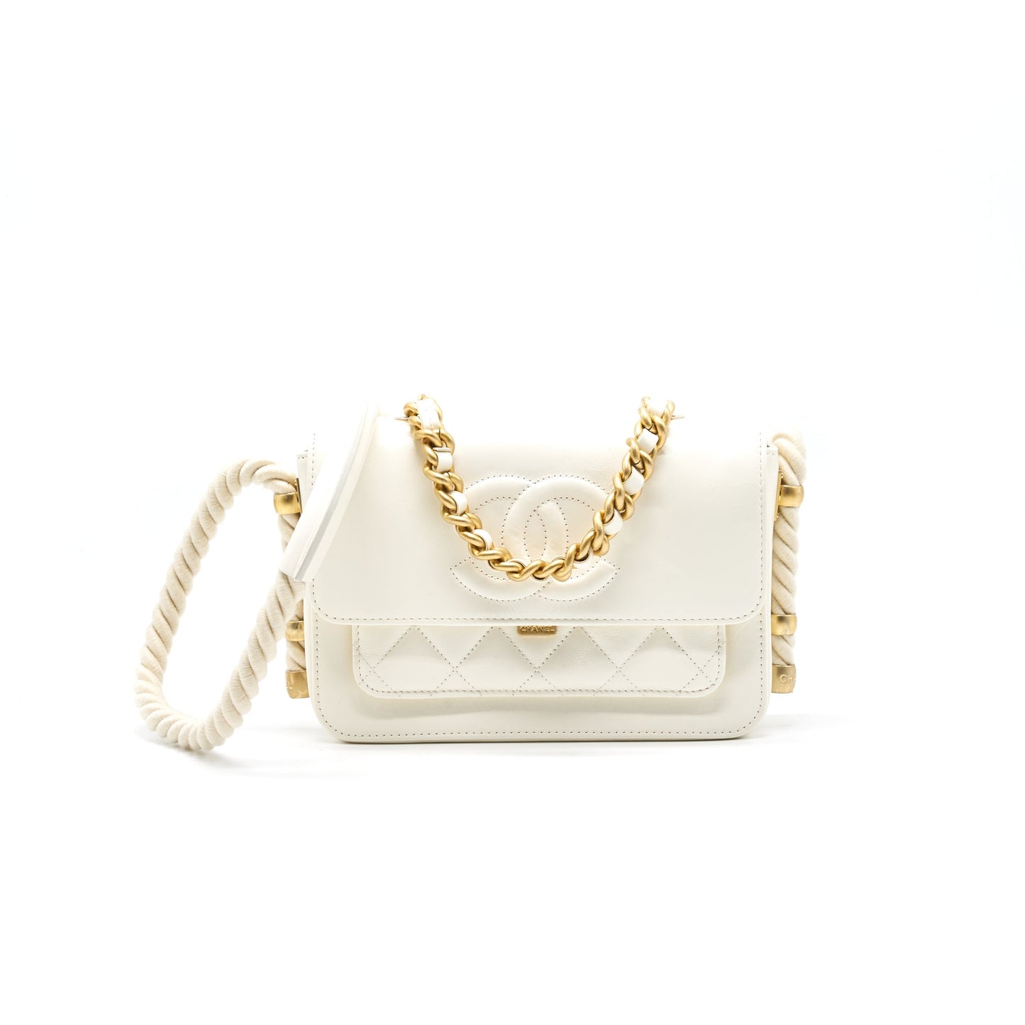 Chanel CC Leather Flap Bag White