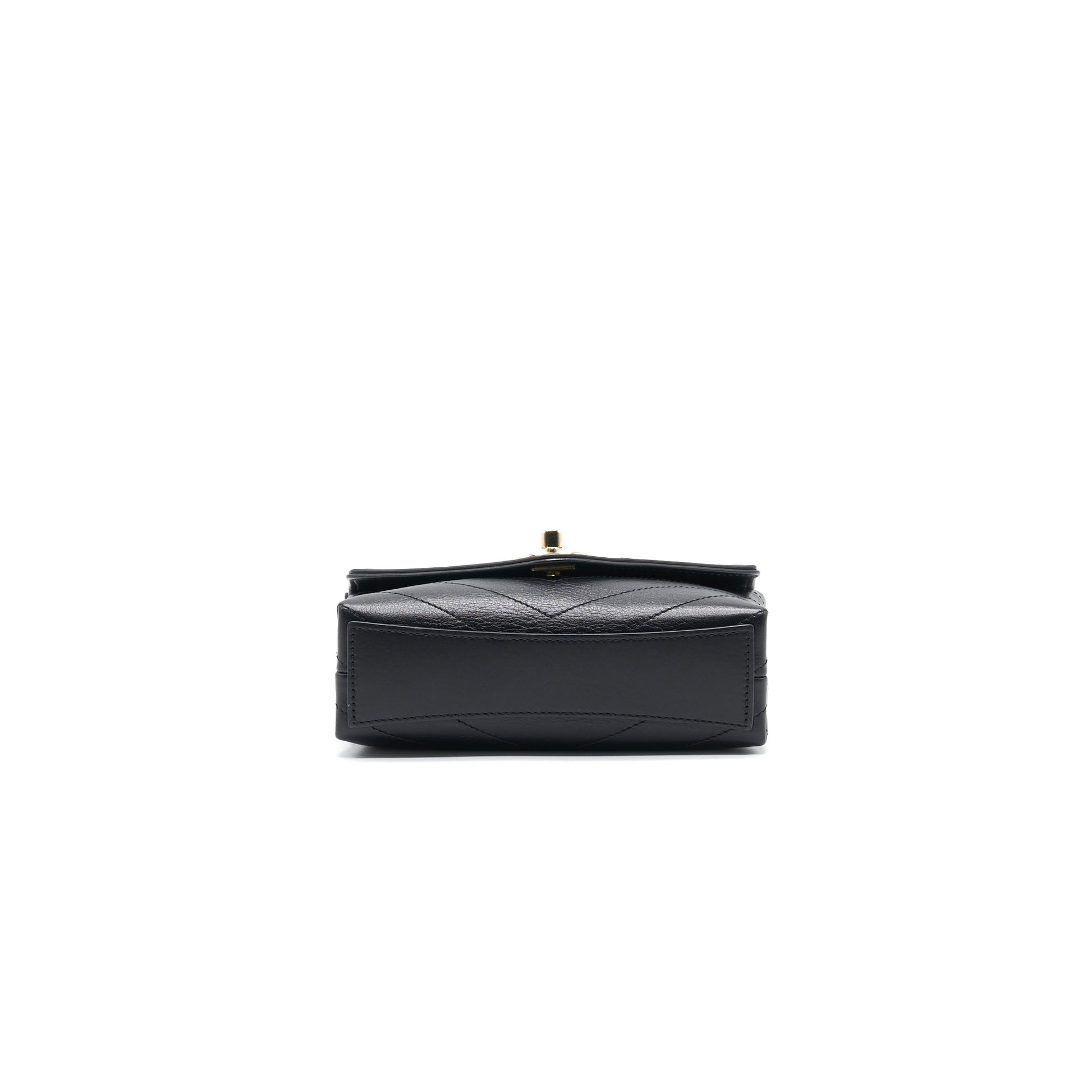 Chanel Calfskin Chevron Leather Chain Waist Bag Black