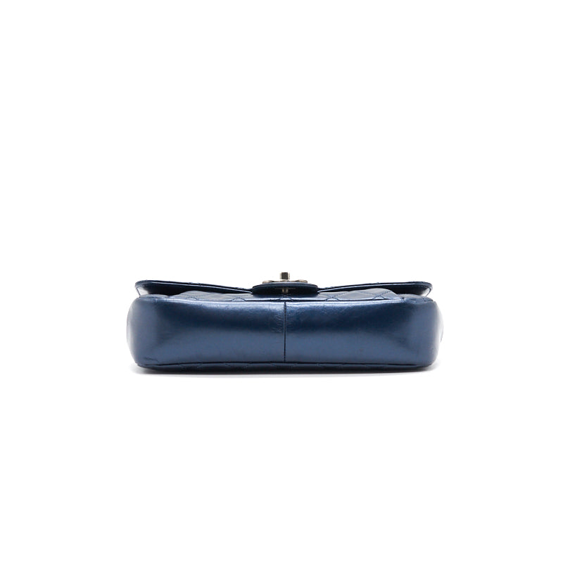 Chanel Flap Bag Dark Blue Ruthenium Hardware