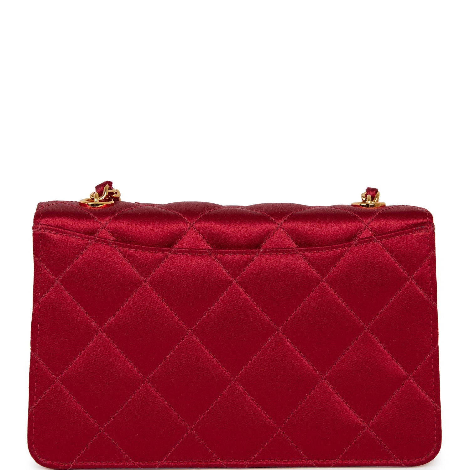 Chanel Mini Flap Bag Red Satin Gold Hardware