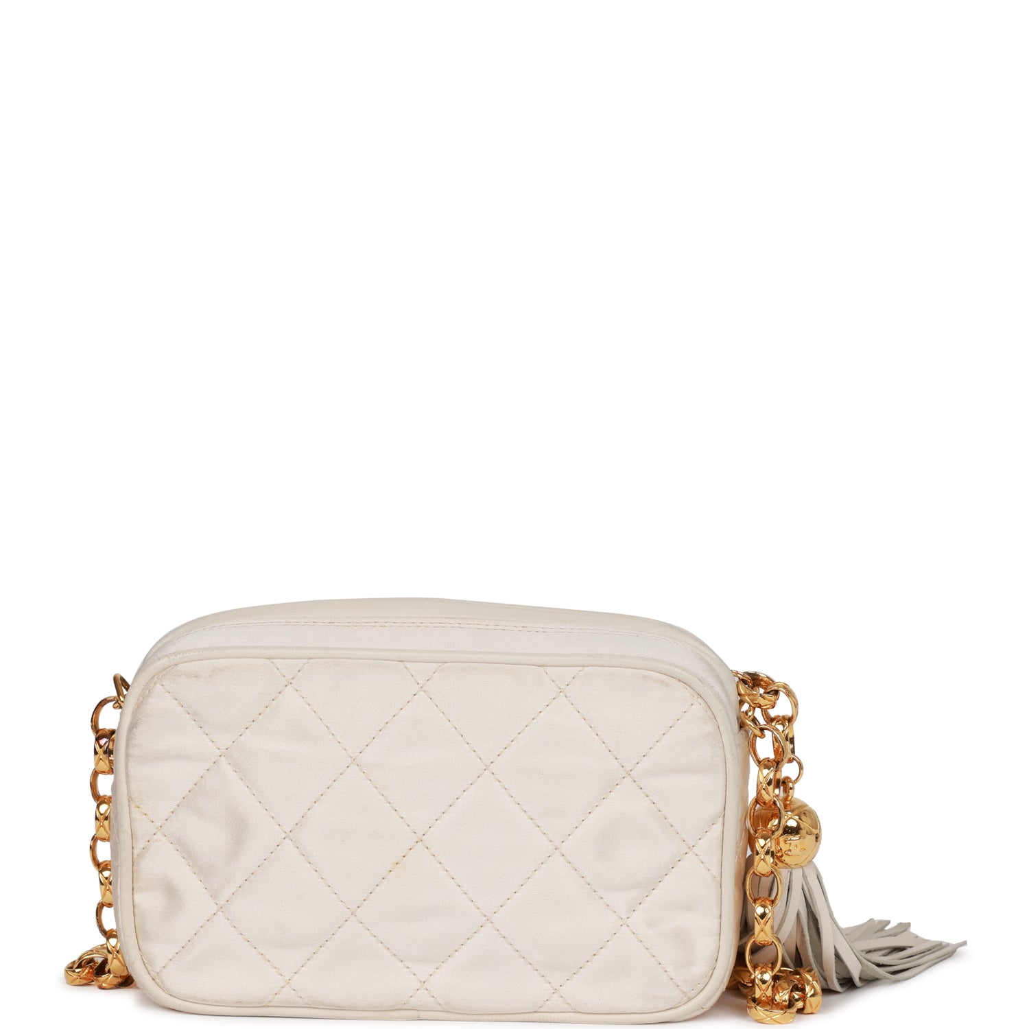 Chanel Mini Camera Bag Beige Satin Gold Hardware