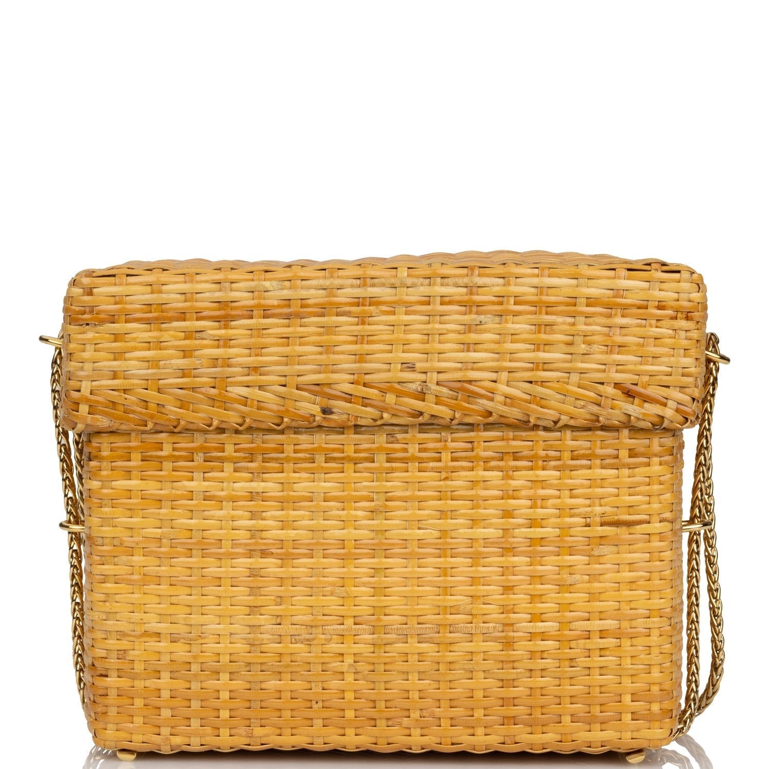 Chanel Small Picnic Basket Bag Natural Wicker Gold Hardware