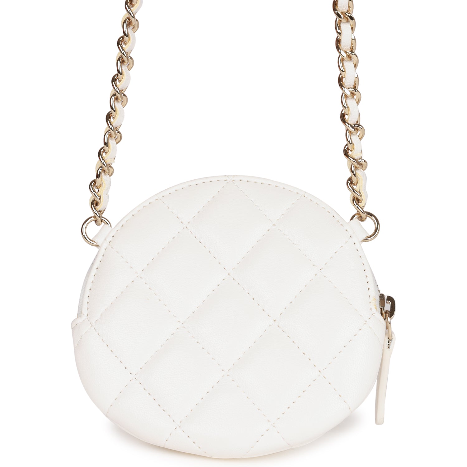 Chanel Camellia Clutch with Chain White Lambskin Light Gold Hardware