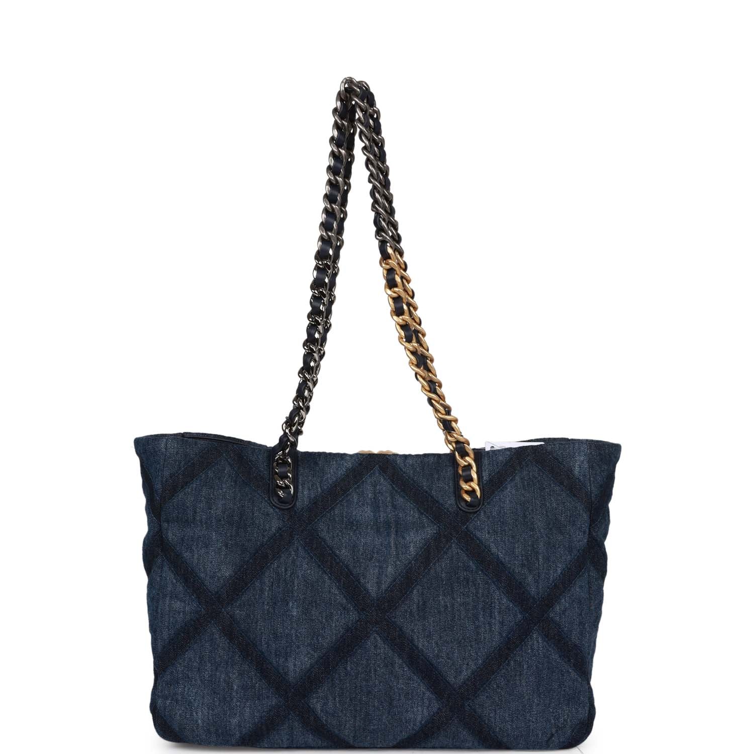 Chanel Large 19 Shopping Bag Dark Blue Denim Mixed Hardware