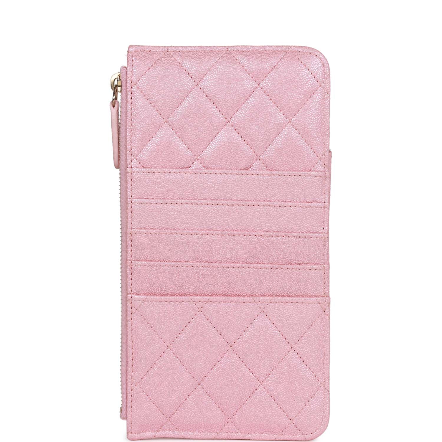 Chanel Classic Phone Case Pouch Wallet Iridescent Pink Caviar Light Gold Hardware