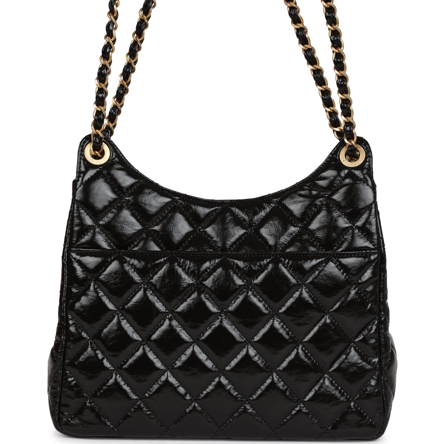 Chanel CC Hobo Bag Black Shiny Crumpled Calfskin Gold Hardware