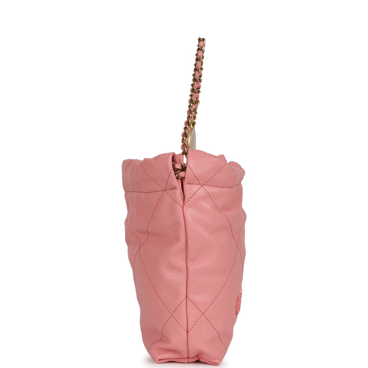 Chanel Mini 22 Bag Pink Shiny Pebbled Calfskin Gold Hardware